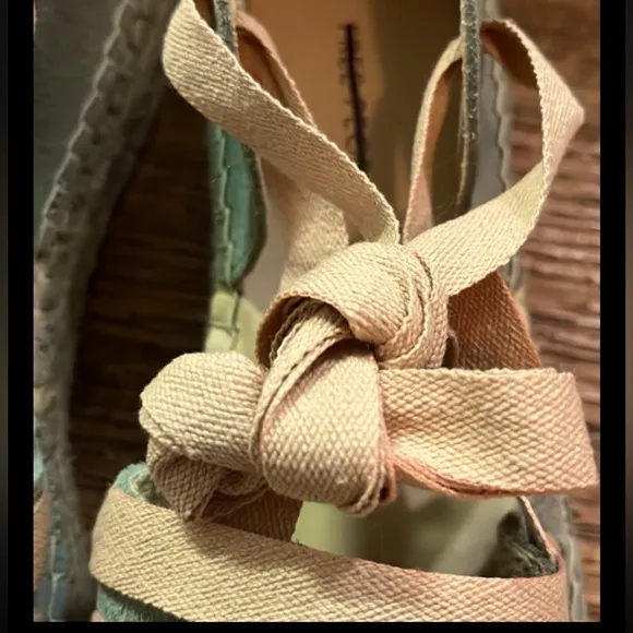 Free People Heat Wave Wrap Espadrilles-Peach Combo Wrap-Style Straps Leather 7.5