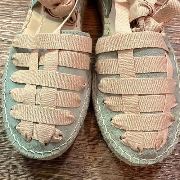 Free People Heat Wave Wrap Espadrilles-Peach Combo Wrap-Style Straps Leather 7.5