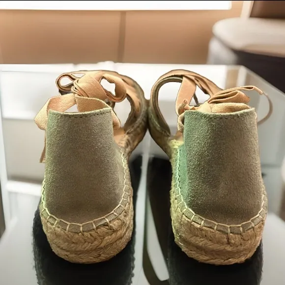 Free People Heat Wave Wrap Espadrilles-Peach Combo Wrap-Style Straps Leather 7.5