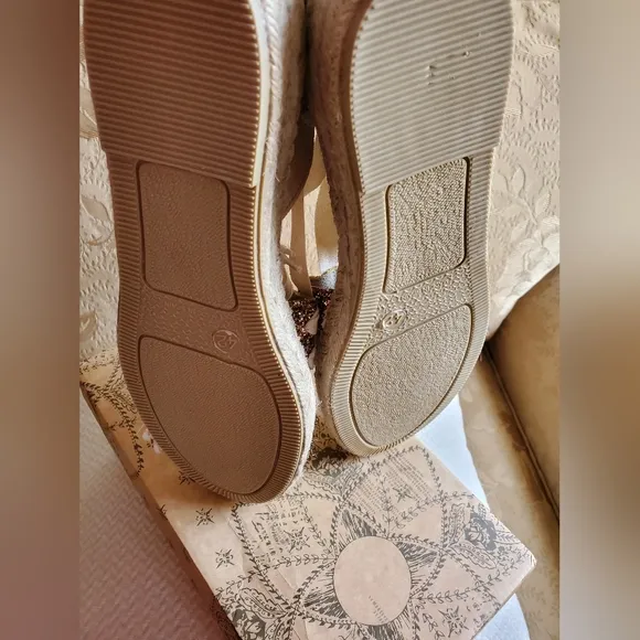 Free People Heat Wave Wrap Espadrilles/Ivory Glitter Combo