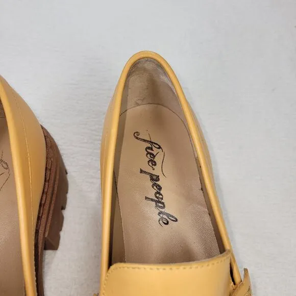 Free People Shoes Womens Size 9 Beige Leather Saffron Loafers Designer Shoe Walk