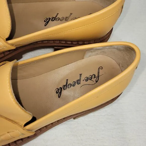 Free People Shoes Womens Size 9 Beige Leather Saffron Loafers Designer Shoe Walk