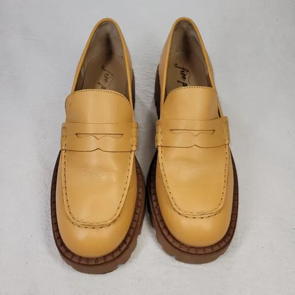 Free People Shoes Womens Size 9 Beige Leather Saffron Loafers Designer Shoe Walk