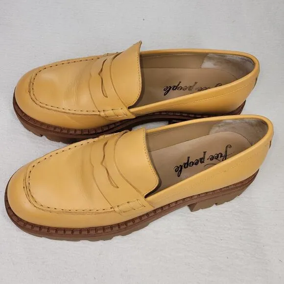 Free People Shoes Womens Size 9 Beige Leather Saffron Loafers Designer Shoe Walk