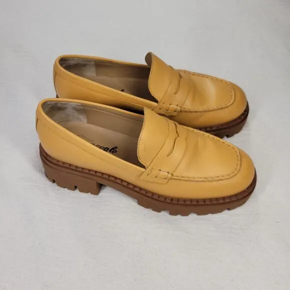 Free People Shoes Womens Size 9 Beige Leather Saffron Loafers Designer Shoe Walk
