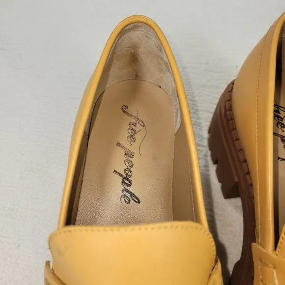 Free People Shoes Womens Size 9 Beige Leather Saffron Loafers Designer Shoe Walk