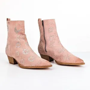 Free People Wmn Bowers Rose Pink Suede Zip Cowgirl Boots 8.5US 38.5