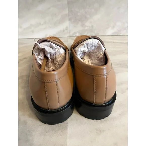 Free People Women’s Liv Penny Loafers Slip On Camel Size 8 Leather Upper NIB
