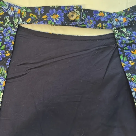 Free People XSmall Dress The Avenue Mini Dress Navy Combo drop waist lined