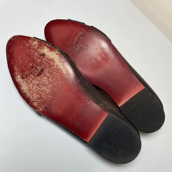 Freebird Brynn Ballet Flats Women’s 7 Black Brown Distressed Leather Slip Ons