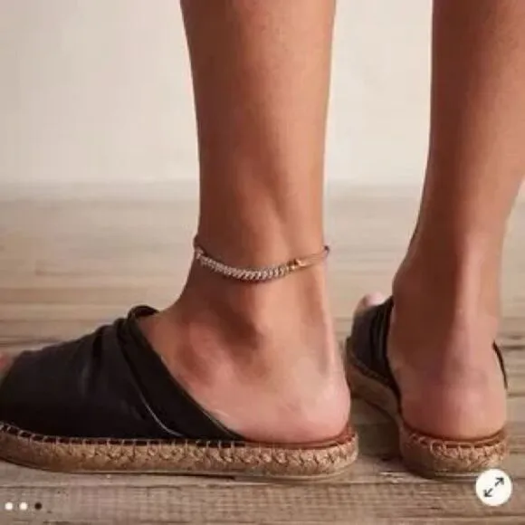 Free People Este Slip-On Sandals Black Leather Espadrilles EU 36 US 6