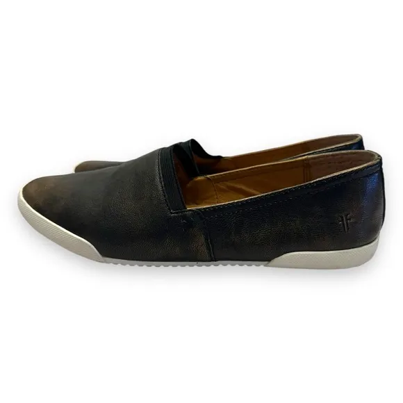 Frye Black/Brown Melanie Slip On Leather Sneakers Comfort Slip On Minimalist 8