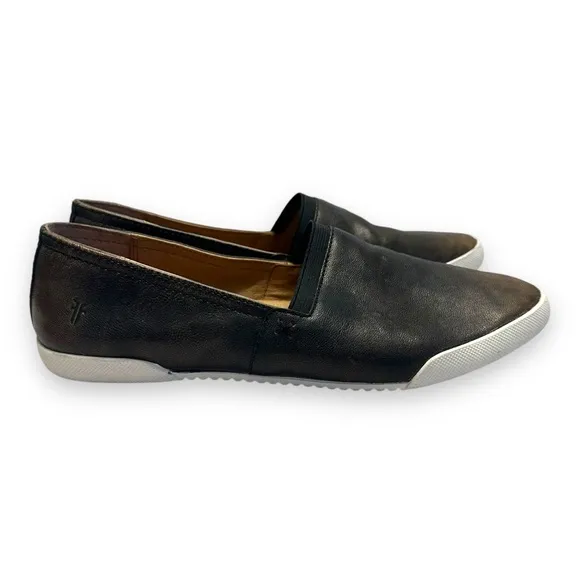 Frye Black/Brown Melanie Slip On Leather Sneakers Comfort Slip On Minimalist 8