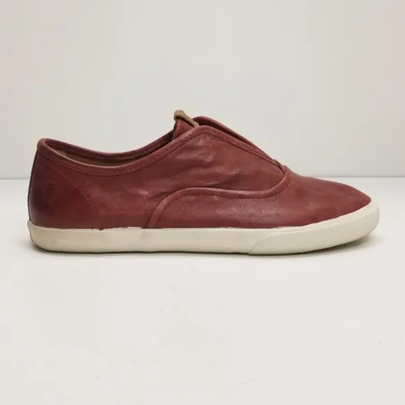 Frye Chambers Slip On Leather Sneakers Burnt Red