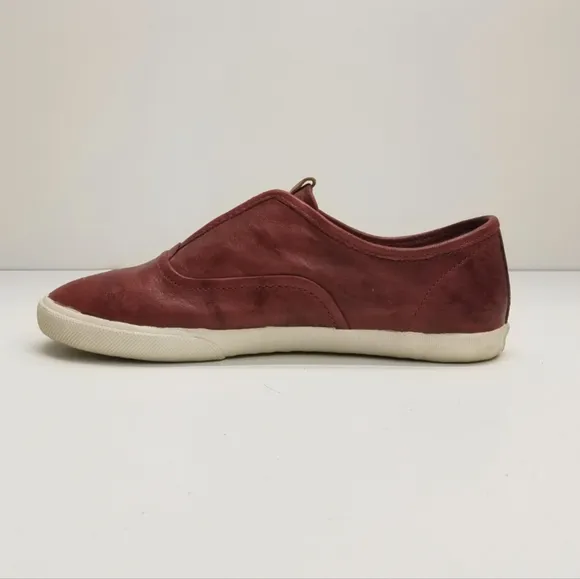 Frye Chambers Slip On Leather Sneakers Burnt Red