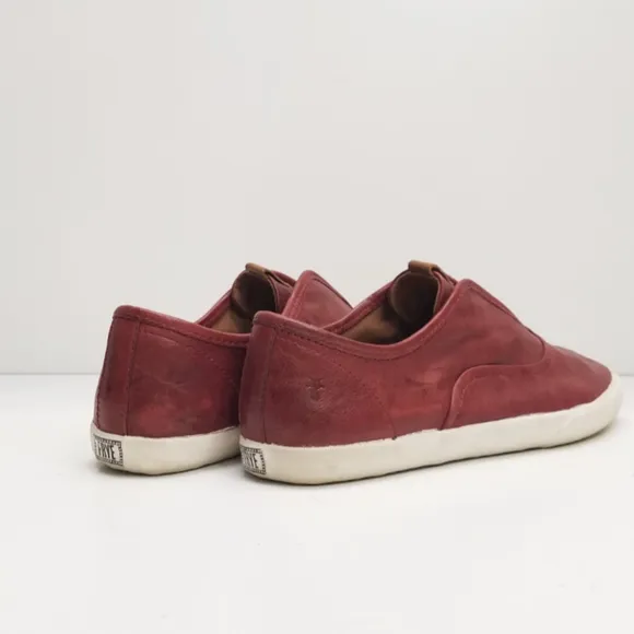 Frye Chambers Slip On Leather Sneakers Burnt Red