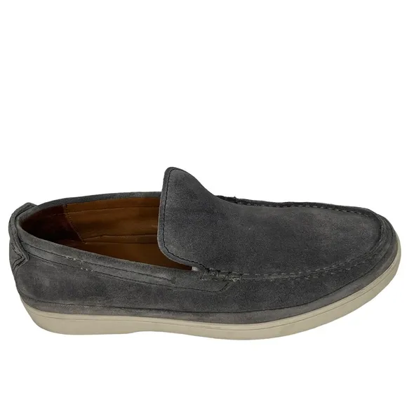Frye Deck Venetian 80813 Gray Suede Leather Slip On Loafers Shoes Size 9.5