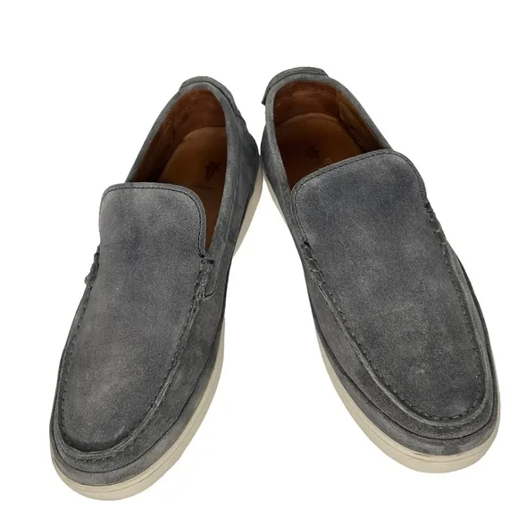 Frye Deck Venetian 80813 Gray Suede Leather Slip On Loafers Shoes Size 9.5