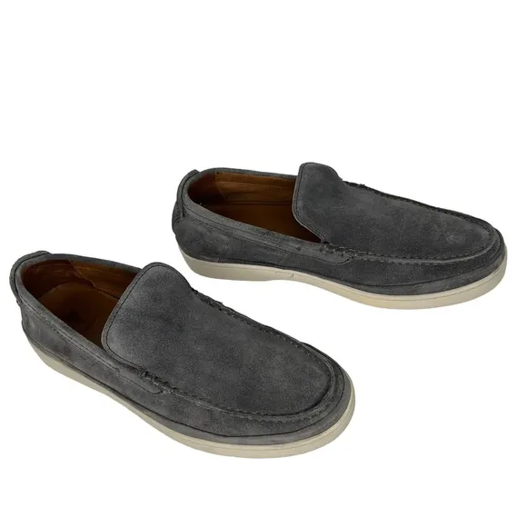 Frye Deck Venetian 80813 Gray Suede Leather Slip On Loafers Shoes Size 9.5