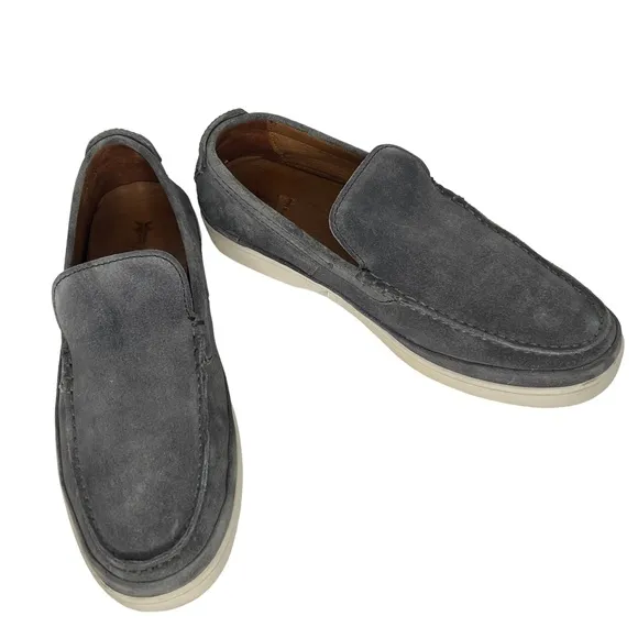 Frye Deck Venetian 80813 Gray Suede Leather Slip On Loafers Shoes Size 9.5