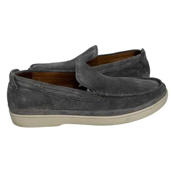Frye Deck Venetian 80813 Gray Suede Leather Slip On Loafers Shoes Size 9.5