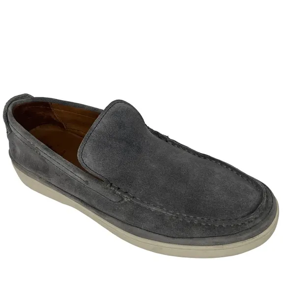 Frye Deck Venetian 80813 Gray Suede Leather Slip On Loafers Shoes Size 9.5