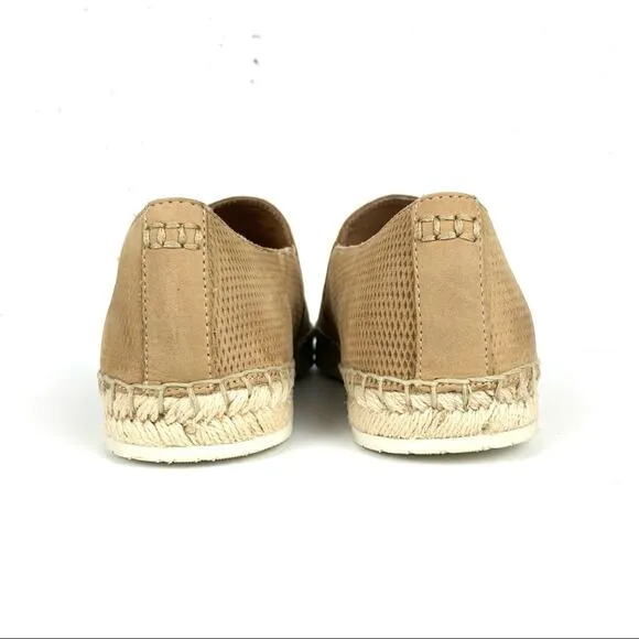 Frye Isabel Diamond Emboss Espadrilles Nubuck Leather Tan Jute Soles Size 9