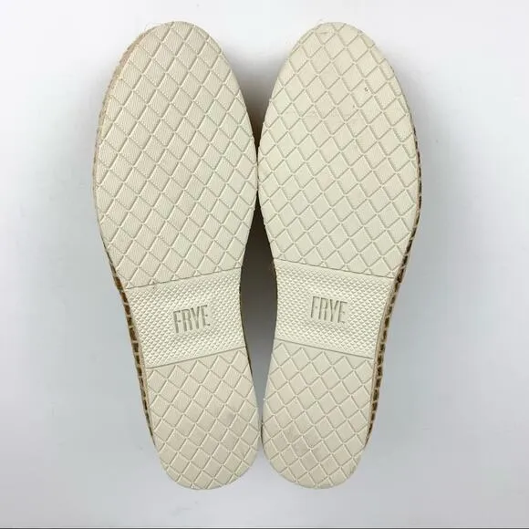 Frye Isabel Diamond Emboss Espadrilles Nubuck Leather Tan Jute Soles Size 9