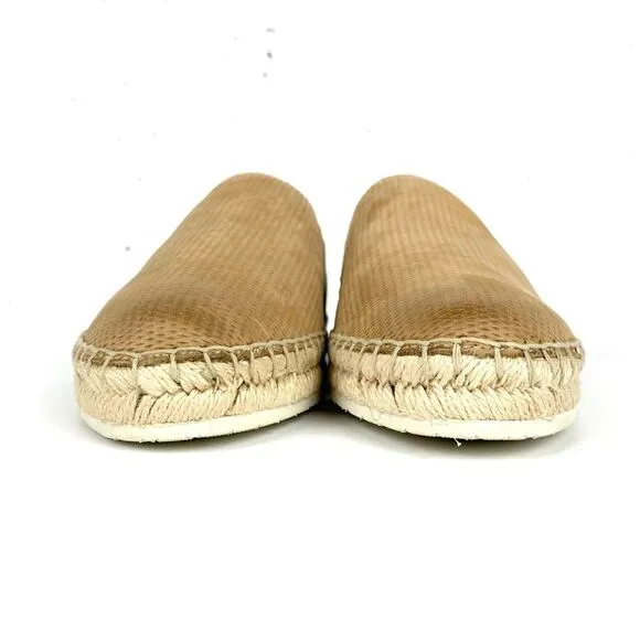 Frye Isabel Diamond Emboss Espadrilles Nubuck Leather Tan Jute Soles Size 9