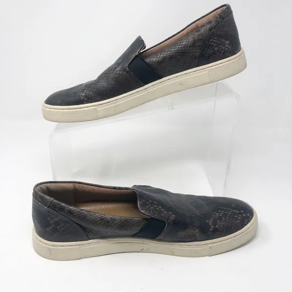 FRYE | Ivy Dark Brown Snakeskin Print Leather Slip On Sneakers Women’s Size 8
