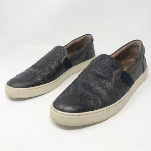 FRYE | Ivy Dark Brown Snakeskin Print Leather Slip On Sneakers Women’s Size 8