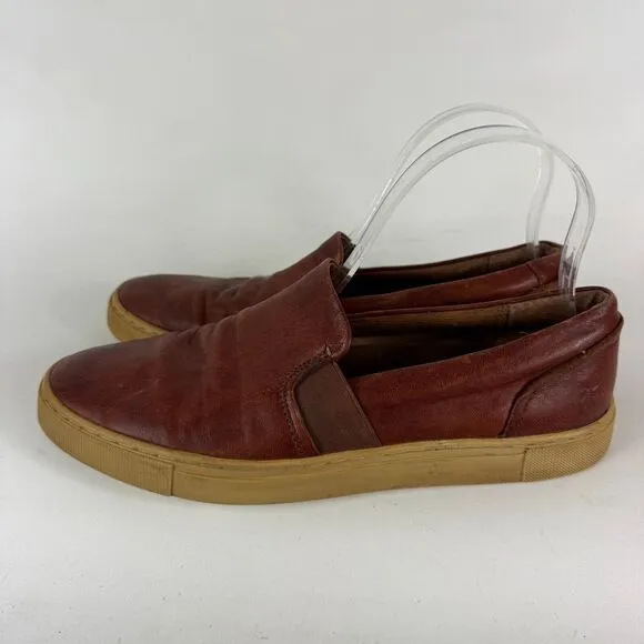 Frye Ivy Sneakers Women's 8.5 Brown Leather Slip-On Comfort Low Top Round Toe