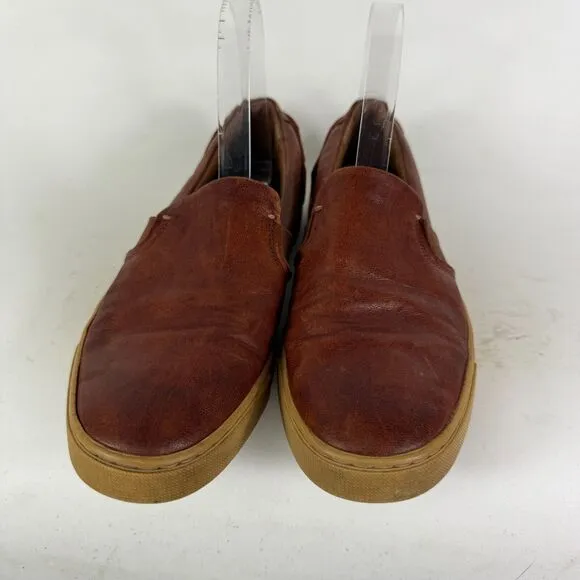 Frye Ivy Sneakers Women's 8.5 Brown Leather Slip-On Comfort Low Top Round Toe