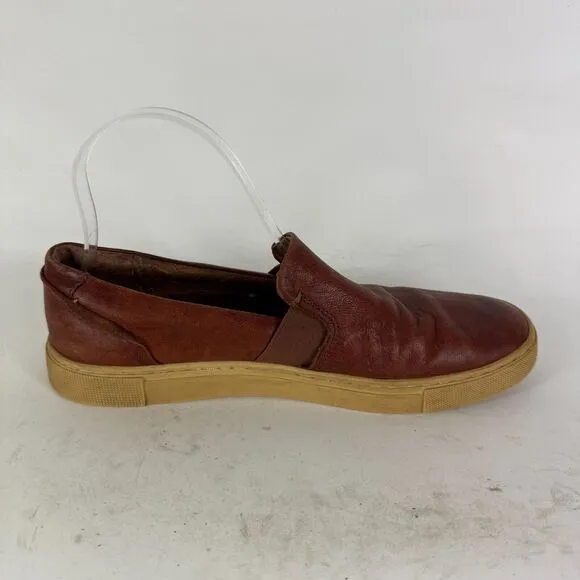 Frye Ivy Sneakers Women's 8.5 Brown Leather Slip-On Comfort Low Top Round Toe