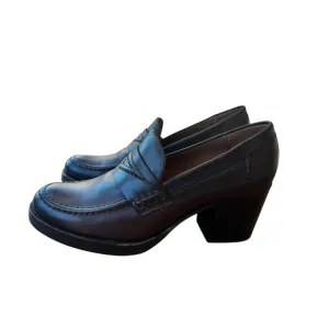Frye Jean Heel Loafers Women Size 10 Brown chocolate Leather Block Heel
