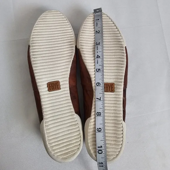Frye Melanie Slip On Leather Sneakers Cognac Size 9.5