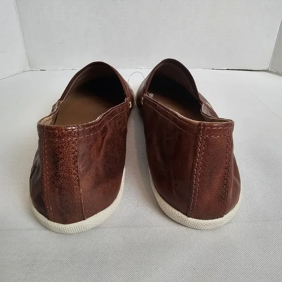 Frye Melanie Slip On Leather Sneakers Cognac Size 9.5