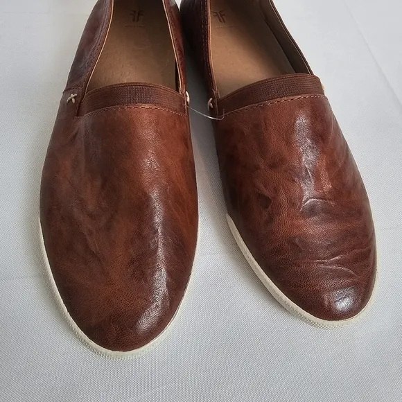 Frye Melanie Slip On Leather Sneakers Cognac Size 9.5