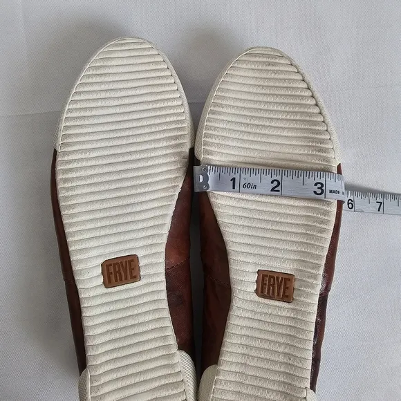 Frye Melanie Slip On Leather Sneakers Cognac Size 9.5