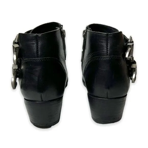 Frye Ray Western Shootie Black Leather Side Zip Boots Size 7 Style # 3477099