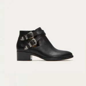 Frye Ray Western Shootie Black Leather Side Zip Boots Size 7 Style # 3477099