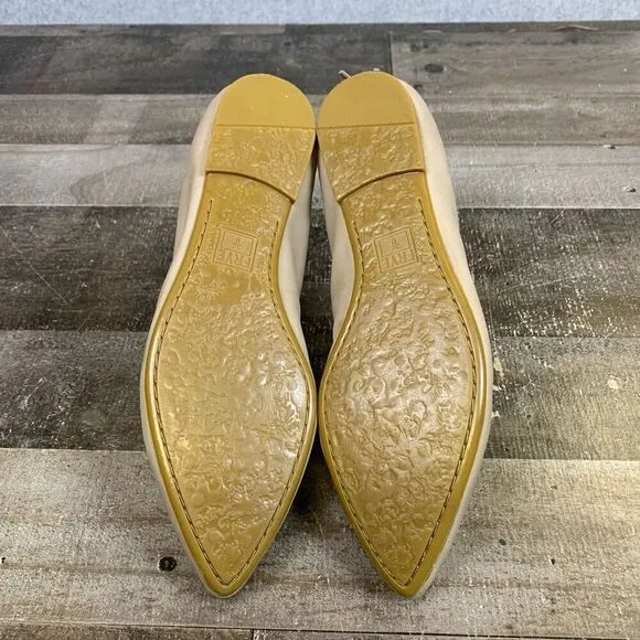 Frye Regina Ballet Leather Flats Slip On Women US 8.5 M Ash Tan Pointed Toe