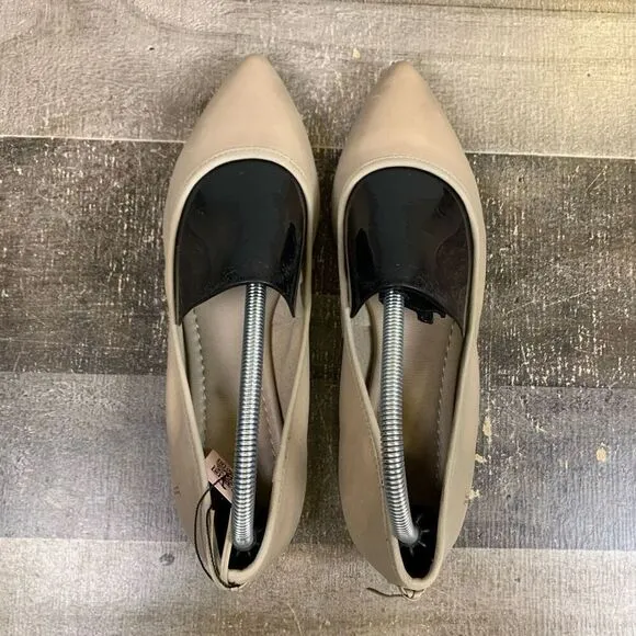 Frye Regina Ballet Leather Flats Slip On Women US 8.5 M Ash Tan Pointed Toe