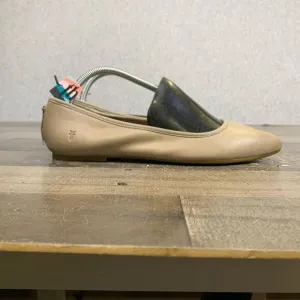 Frye Regina Ballet Leather Flats Slip On Women US 8.5 M Ash Tan Pointed Toe