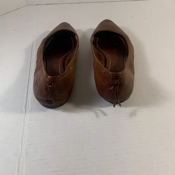 Frye Regina Brown Leather Ballet Pointed Toe Slip on Loafers