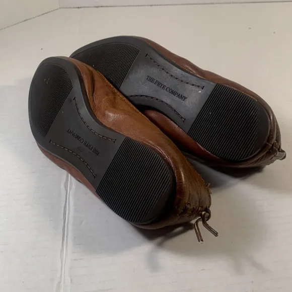 Frye Regina Brown Leather Ballet Pointed Toe Slip on Loafers