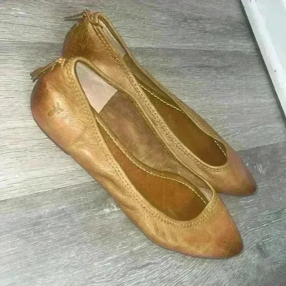 FRYE REGINA Brown Leather Pointed Toe Ballet Flats Women’s size 9M