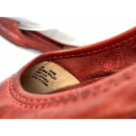Frye Regina Deep Red Pointed Toe Flats Size 7 Rubber Sole Comfort Padded Insole
