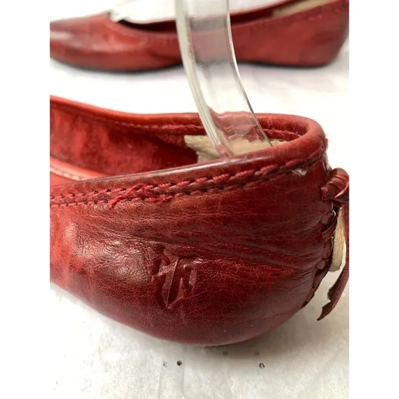 Frye Regina Deep Red Pointed Toe Flats Size 7 Rubber Sole Comfort Padded Insole