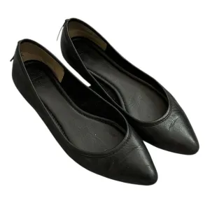 Frye Regina Point Toe Leather Ballet Flats in Black - Size 7.5
